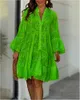 Vestido de verão da moda 2023 na moda plus size S-5XL cor sólida bordado oco renda decote em V solto sexy linha A vestidos de festa para mulheres