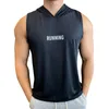 Camisetas sin mangas para hombres Hombres Chaleco para correr con capucha Verano Gimnasio Entrenamiento Camisa sin mangas Seda de hielo Fitness Culturismo Camisetas sin mangas elástico Capa de entrenamiento Top 230706