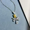 Catene S925 Argento Semplice Farfalla di Diamanti Collana 5 7 Ciondolo Giallo Catena Collare Moda Donna