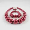 Necklace Earrings Set One White /red/purple/green/pink/champange ACRYLIC Pearl Round BEAD Bracelet