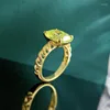 Klusterringar 14K guld Peridot Diamantring Äkta 925 Sterling Silver Fest Bröllopsband För Kvinnor Bröllopsförlovning Smycken Present