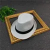 Chapeaux à large bord femmes été noir Jazz chapeau de paille pare-soleil plat tricoté soleil mode plage hommes