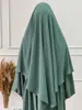 Ethnic Clothing One Layer Long Khimar Women Muslim Hijab Ramadan Prayer Garment Dress Eid Abaya Islamic Tie Back Jilbab Djellaba Niqab