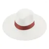 Chapeaux à large bord Chapeau de plage en paille Femmes Été Bande solide Luxe Casual Panama Hommes Soleil Classique Chapeau Femme Gorras