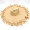 Cappelli a tesa larga Sun Summer Beach Hat Panama con frange per donna Oversize Floppy Jazz