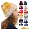 Party Hüte Stricken Plaid Hut Frau Warme Winter Häkeln Skl Cap Outdoor Dame Weihnachten Stapeln 12Style Suppliest2C5120 Drop Lieferung HO Dh8Is