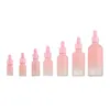 Bottiglie di stoccaggio Flacone contagocce Raccordi portatili Liquidi Contenitore spesso 1 Set Pipetta ricaricabile facile da usare Vetro smerigliato rosa