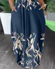 Sukienki na co dzień rośliny drukuj z krótkim rękawem proste dla kobiet europejska amerykańska damska letnia moda wakacyjna sukienka Maxi