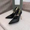 Ciondoli con lucchetto TF 105mm Scarpe con décolleté con cinturino alla caviglia Scarpe eleganti con tacco a spillo con tacco a spillo in vera pelle nera per calzature da donna 35-43