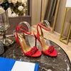 designer Aquazzura Aquazzura sandales strass décoration bouche rouge talons hauts chaussures de mariage sexy semelle en cuir véritable sandale cristal femmes chaussures