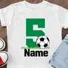 T-shirts família t camisa de futebol aniversário nome personalizado design camisas de futebol crianças jerseys menino papai mamãe camisas de futebol t-shirt de futebol 230707