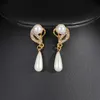 Perlenkette-Ohrring-Set Damenmode Temperament Legierung Tröpfchen Brautkleid Zubehör 230628
