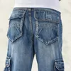 Herrjeans Baggy Oversize Lös Stor storlek Mode Streetwear Hip Hop Byxor Flera fickor Skateboard Cargo Man Denim Joggers