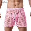 Men s Shorts Sexy Hollow Out European Style Casual Beach Short Cross pant Black Men See Through Fetish Loose Drawstring pants 230707