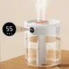 Humidificateurs Humidificateur d'air à double buse 2L avec affichage de l'humidité Diffuseur d'huile essentielle d'arôme de grande capacité pour la chambre à coucher à la maison