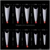 False Nails 600Pcs/Pack Stiletto Sharp Nail Tips French Acrylic Clear/Natural Pointy Fake Tip Uv Gel Manicure Art Tool Drop Delivery Dhu94