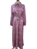 Odzież etniczna elegancka Jalabiya dla kobiet satynowa długa sukienka ze stójką zasznurować słodka tunika kwiatowy Abaya dubaj Vestidos Largos z