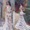 Summer 2019 Sexy Transparent Wedding Dresses High Neck Mermaid Lace Illusion Bodice Sheer Skirt Long Bridal Wedding First Night Dr273q