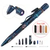 Ballpoint Pens 7 in 1 Outdoor EDC Multi Function Self Defense Tactical Pen 비상 LED 라이트 라이트 유리 차단기 생존 230707