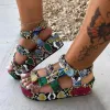 Plus Size 41 New Ladies Colorful Wedges Gladiator Sandals Shoes Woman Party Summer Sandals Women 2023