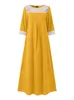 Casual Kleider Frauen Sommer Lange Sommerkleid VONDA 2023 Spitze Patchwork Party Maxi Kleid 3/4 Hülse O Neck Lose Böhmischen vestidos Übergroßen