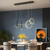 Ljuskronor Rund Ljuskrona Modern Sovrum Ljus Hängande Café Bar Bordsdekoration Lampa Nordisk Kreativ Design Svart Minimalistisk