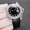Diamond Mens Watch Automatic Mechanical Montre de Luxe Rubber Strap Fashion Wristwatch 40mm Waterproof Red Watchs