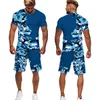 Träningsoveraller för män Sommar Camouflage T-shirts/Shorts/kostymer T-shirt herr Shorts Träningsoverall Sportstil Utomhus Camping Jakt Fritidskläder Herrkläder 230707