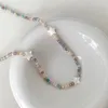 Ras du cou ALLME mignon couleur blanche étoile pendentif collier pour femmes bonbons cristal brin perlé déclaration bijoux