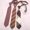 Bow Ties Fashion 7CM Retro British Autumn Winter Style Coffee Wine Striped Plaid Polyester Cotton Fabric Necktie For Man Business Tie