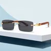 Mode carti topzonnebril Nieuwe frameloze vierkante zonnebril heren katapultbril met houten poot mode optisch frame met originele doos