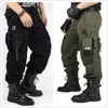 Платья Карманы Тактические брюки Черные мужские брюки, модные хлопковые тактические мужские брюки-карго Мужская одежда в стиле милитари
