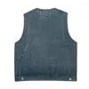 Men's Vests Men Harajuku Streetwear Vintage Fashion Loose Casual Denim Cargo Vest Coat Male Motorcycle Sleeveless Jacket Waistcoat