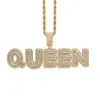 Custom Letter Name Necklaces Iced Out 14K Gold Plated Cubic Zirconia Pendant with 3mm 24Inch Stainless Steel Twisted Rope Chain Fashion Personalized Hip Hop Jewelry