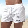 Men's Swimwear 2023 New Summer Tesla Men's Swim Shorts Swimwear Swimming Trunks Boxer Briefs Beachwear Surf Board Shorts for Teens and Adults J230707