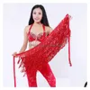 Home Clothing Belly Dance Costume Shine Tassel Fringe Hip Belt Waist Wrap Skirt Dancing 30Pcs/Lot T2I334 Drop Delivery Garden Wear Dh6Gp