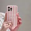 Stripe Creamy Designer Summer Dopamine Trend Téléphone Cois de téléphone pour Apple iPhone 14 13 12 11 Pro Max Soft Silicone Full-Body Mobile Cell Back Covers Fundas Coque Pink