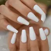 False Nails Arrival Designs White Artificial Nail Tapered Abs Salon Soild Matte Manicure Accessories 24