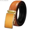 Belts Hi Tie Men's Belt Blue Navy Orange Leather Automatic Buckle Men's Belt Adjustable Belt for Dresses Jeans Wedding Parties Z230710