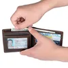 Portfele męskie portfel torebka ze skóry naturalnej Top prawdziwa krowa krótki klips do portfela moda męski posiadacz karty Business Man