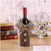 Décorations De Noël Décoration De Table Beautif Ensemble De Bouteilles De Vin Bowknot Lin Sac Cadeau T3I5345 Drop Delivery Home Garden Festive Part Dhhbp