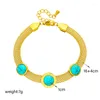 Link Armbanden 316L Roestvrij Staal Modieuze Mesh Brede Ronde Merk Turquoise Retro Bedelarmband Pulsera Acero Inoxidable