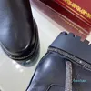 Botas de designer com strass, faixa no tornozelo, decoração sinuosa, sapatos femininos Coowskin, botas Martin, bota de combate de motocicleta com fundo grosso