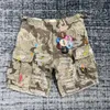 Shorts Masculino Camuflado Emenda De Couro Letra G Lavado Retro Masculino Shorts Feminino Verão 230707