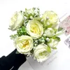 Flores decorativas Peonía de seda artificial 5 cabezas Rosa blanca para mesa de boda Decoración del hogar Ramo de novia Guirnalda de Navidad