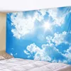 Tapisserie murale suspendue ciel bleu et nuages blancs, tissu de fond de salle, décoration de maison, tapis de plage, yoga, drap de canapé et de lit