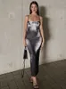 Casual Kleider Party Sommer Schlitz Damen Maxi Bodycon Mode Druck Ärmelloses Slip Kleid Für Frauen Outfits Club