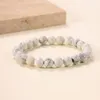 Strand White Howlite Turquoise Stone Round Beads Elastic Line Bracelets Fashion Woman Jewelry Hombre De Pulsera
