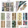 Stickers Decals 10 Rolls Snake Printed Decorations For Nails Various Flowers Pattern Transfer Laser Nail Foil Sticker Slider Manic Dh6Bu