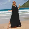 Fritidsklänningar Baddräkt Cover Up Solid Kaftans För Kvinnor Maxi Elegant Kortärmad Bohemian Baddräkter Robe Beachwear Bikinijacka